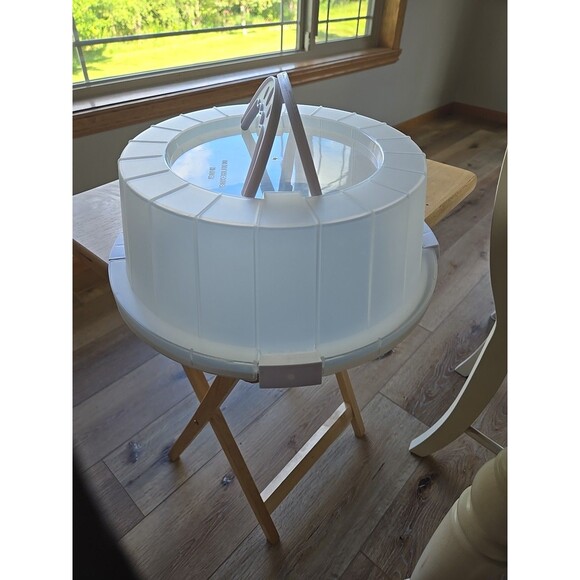 Cupcake Cake Food Stand Holder Display Pan Metal w Lid Handles Portable Home - Picture 16 of 16